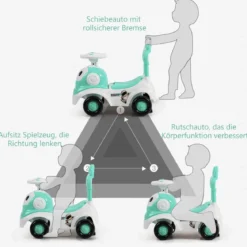 Kinderauto 3 in 1 Spielzeugauto zum Rutschen & Schieben Rutschauto mit Licht Grün