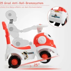 Kinderauto 3 in 1 Spielzeugauto zum Rutschen & Schieben Rutschauto mit Licht Orange