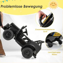 Kinderauto mit 12-V-Akku Elektrofahrzeug mit Fernsteuerung 3 Geschwindigkeiten Schwarz 102,5 x 64 x 59,5 cm