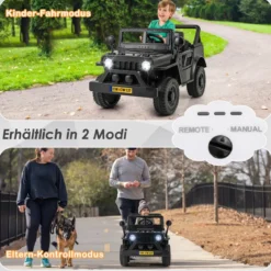 Kinderauto mit 12-V-Akku Elektrofahrzeug mit Fernsteuerung 3 Geschwindigkeiten Schwarz 102,5 x 64 x 59,5 cm