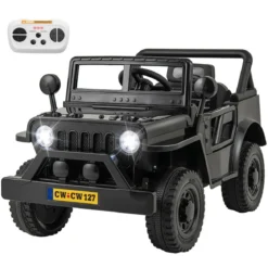 Kinderauto mit 12-V-Akku Elektrofahrzeug mit Fernsteuerung 3 Geschwindigkeiten Schwarz 102,5 x 64 x 59,5 cm