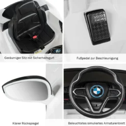 Kinderauto 12 V Batteriebetriebenes Elektroauto mit 2,4 G-Fernbedienung Weiß