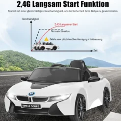 Kinderauto 12 V Batteriebetriebenes Elektroauto mit 2,4 G-Fernbedienung Weiß