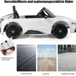 Kinderauto 12 V Batteriebetriebenes Elektroauto mit 2,4 G-Fernbedienung Weiß