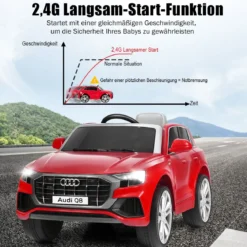Kinderauto 12 V 3 Gang Elektroauto mit 2,4G-Fernbedienung mit Hupe LED Rot