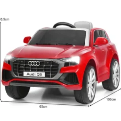 Kinderauto 12 V 3 Gang Elektroauto mit 2,4G-Fernbedienung mit Hupe LED Rot