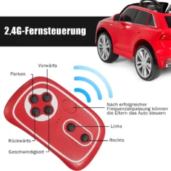 Kinderauto 12 V 3 Gang Elektroauto mit 2,4G-Fernbedienung mit Hupe LED Rot