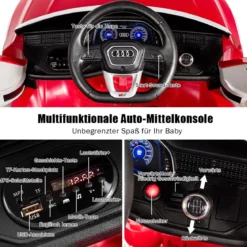 Kinderauto 12 V 3 Gang Elektroauto mit 2,4G-Fernbedienung mit Hupe LED Rot
