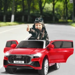 Kinderauto 12 V 3 Gang Elektroauto mit 2,4G-Fernbedienung mit Hupe LED Rot