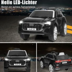 Kinderauto 12 V 3 Gang Elektroauto mit 2,4G-Fernbedienung mit Hupe LED Schwarz
