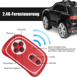 Kinderauto 12 V 3 Gang Elektroauto mit 2,4G-Fernbedienung mit Hupe LED Schwarz