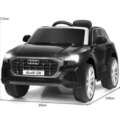 Kinderauto 12 V 3 Gang Elektroauto mit 2,4G-Fernbedienung mit Hupe LED Schwarz