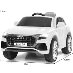 Kinderauto 12 V 3 Gang Elektroauto mit 2,4G-Fernbedienung mit Hupe LED Weiß