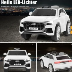Kinderauto 12 V 3 Gang Elektroauto mit 2,4G-Fernbedienung mit Hupe LED Weiß