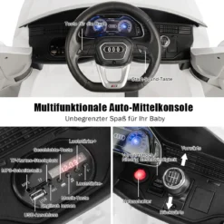 Kinderauto 12 V 3 Gang Elektroauto mit 2,4G-Fernbedienung mit Hupe LED Weiß