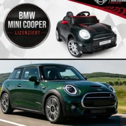 Kinderauto 12 V im BMW Mini Design Elektroauto für Kinder mit Fernbedienung LED & Soft-Start Schwarz