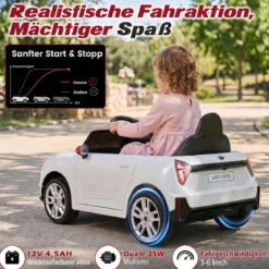 Kinderauto 12 V im BMW Mini Design Elektroauto für Kinder mit Fernbedienung LED & Soft-Start Weiß