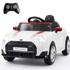 Kinderauto 12 V im BMW Mini Design Elektroauto für Kinder mit Fernbedienung LED & Soft-Start Weiß