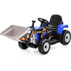 Kinder-Baggerfahrgerät Elektrisches Baufahrzeug mit verstellbarer Schaufel 125 x 51,5 x 52 cm Blau + Schwarz