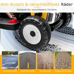 Kinder-Baggerfahrgerät mit 2,4-G-Fernbedienung Elektrisches Baufahrzeug 125 x 51,5 x 52 cm Gelb + Schwarz