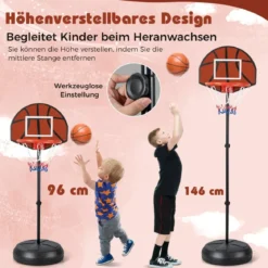 Kinder Basketballkorb mit Dartboard & 6 Darts Basketballständer Schwarz
