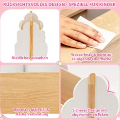 Kinder Bücherregal aus Holz mit Universalrädern 2 Ebenen Spielzeugregal auf Rollen