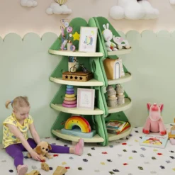 Kinder Bücherregal in Bauform mit Sternmuster 4-stöckiges Kinderregal Eckregal Spielzeugregal