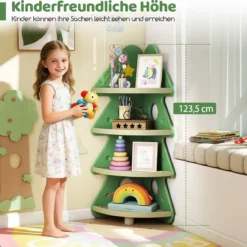 Kinder Bücherregal in Bauform mit Sternmuster 4-stöckiges Kinderregal Eckregal Spielzeugregal