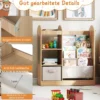 Kinder Bücherregal mit Ganzkörperspiegel Spielzeugaufbewahrungsorganizer mit 4-lagigen Sling-Regalen Natur