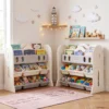 Kinder Bücherregal 4-stufiges Montessori-Spielzeugregal mit 6 Aufbewahrungsboxen