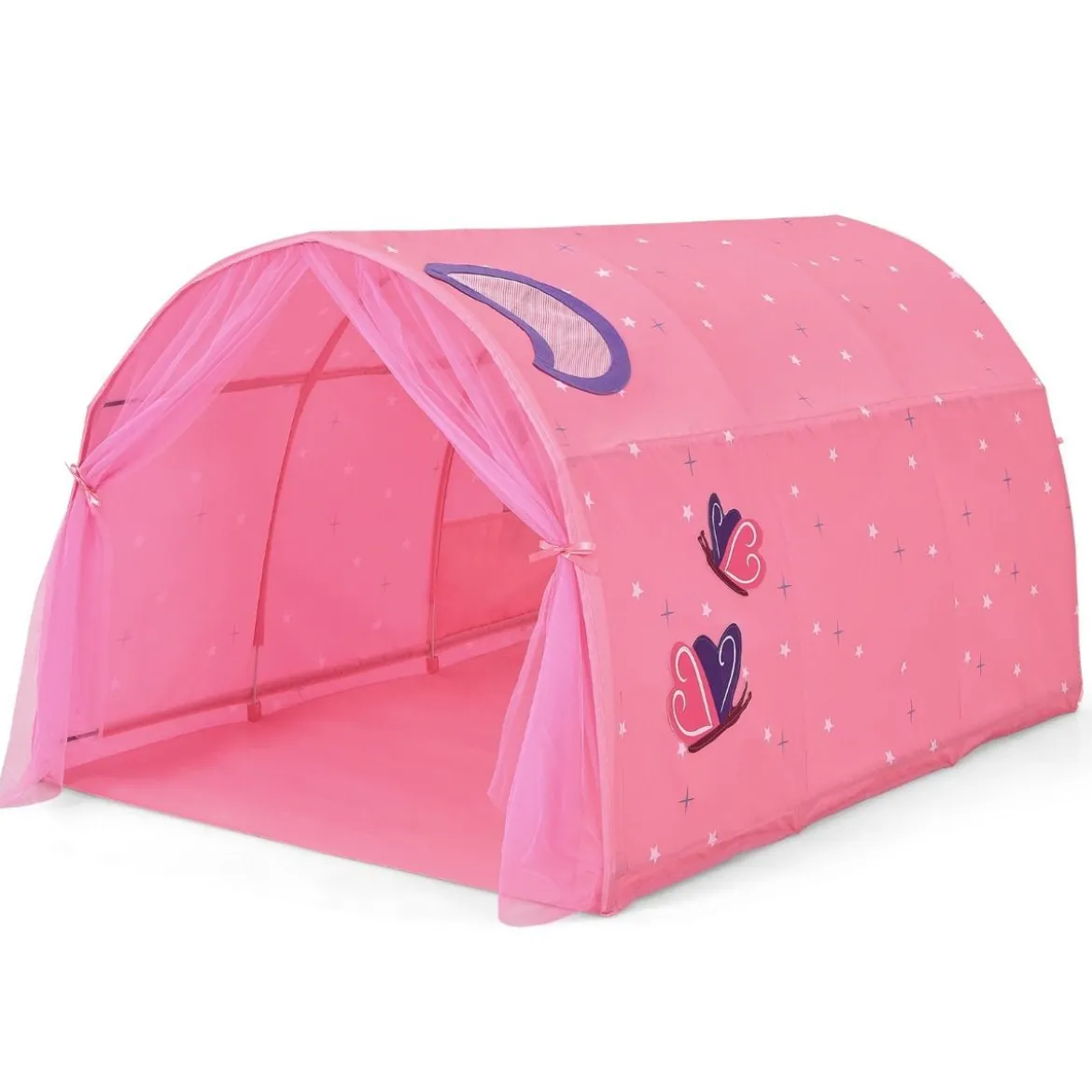 Kinderbett Prinzessin Prinzess Kinderspielhaus Kinderzelt mit Fenster & Tasche & Vorhang Rosa