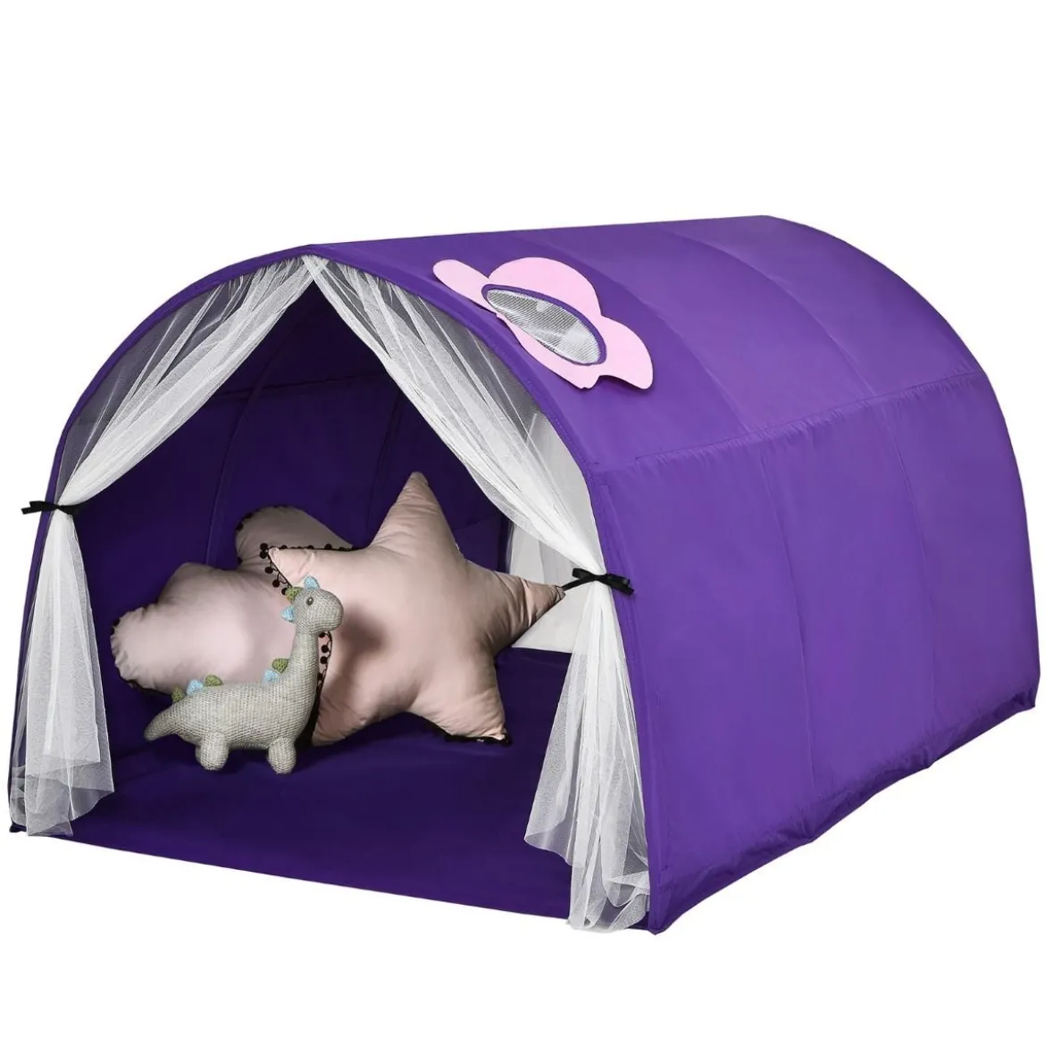Kinderbett Spielzelte für Kinder Tragbares Pop-Up-Spielhau 144 x 102 x 82cm Lila