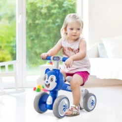 Kinder Blaue Katze Laufrad mit 4 Räder für 10-36 Monate Baby Erst Rutschrad Fahrrad Lauflernrad