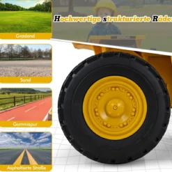 Kinder Caterpillar Elektroauto 12V Muldenkipper zum Draufsitzen mit Sandschaufel & Kippbett & Megafon