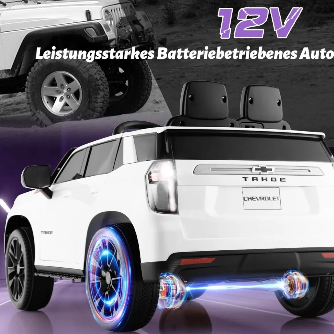 Kinder Chevrolet Elektroauto mit 2,4G Fernsteuerung & Federung & Lichtern & Musik Kinderauto