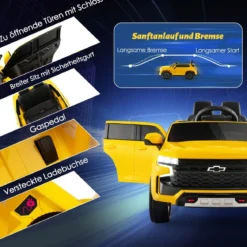 Kinder Chevrolet Elektroauto mit 2,4G Fernsteuerung & Federung & Lichtern & Musik Kinderauto