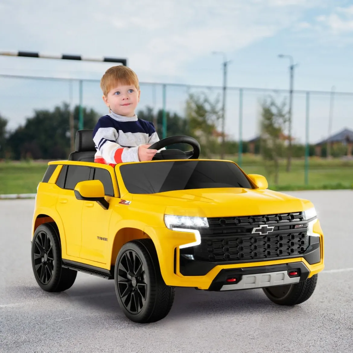 Kinder Chevrolet Elektroauto mit 2,4G Fernsteuerung & Federung & Lichtern & Musik Kinderauto