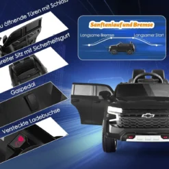 Kinder Chevrolet Elektroauto mit 2,4G Fernsteuerung & Federung & Lichtern & Musik Kinderauto