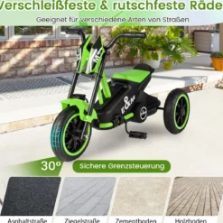 Kinder-Dreirad mit 3 Robusten Rädern & Fußpedalen Kinderfahrrad Kinderlaufrad Grün