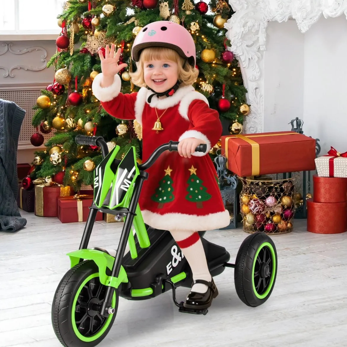 Kinder-Dreirad mit 3 Robusten Rädern & Fußpedalen Kinderfahrrad Kinderlaufrad Grün