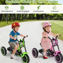 Kinder-Dreirad mit 3 Robusten Rädern & Fußpedalen Kinderfahrrad Kinderlaufrad Grün