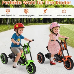 Kinder-Dreirad mit 3 Robusten Rädern & Fußpedalen Kinderfahrrad Kinderlaufrad Orange