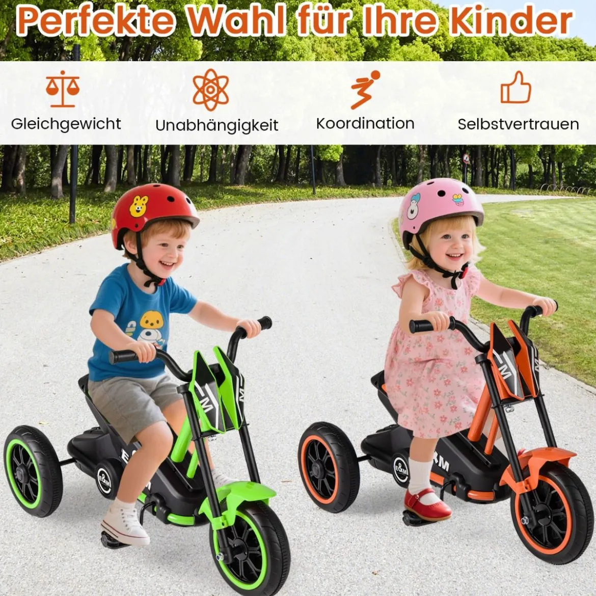 Kinder-Dreirad mit 3 Robusten Rädern & Fußpedalen Kinderfahrrad Kinderlaufrad Orange