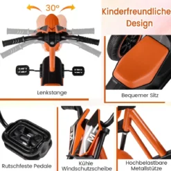 Kinder-Dreirad mit 3 Robusten Rädern & Fußpedalen Kinderfahrrad Kinderlaufrad Orange