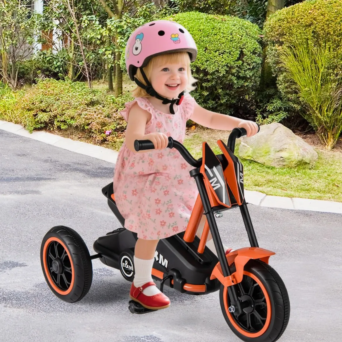 Kinder-Dreirad mit 3 Robusten Rädern & Fußpedalen Kinderfahrrad Kinderlaufrad Orange
