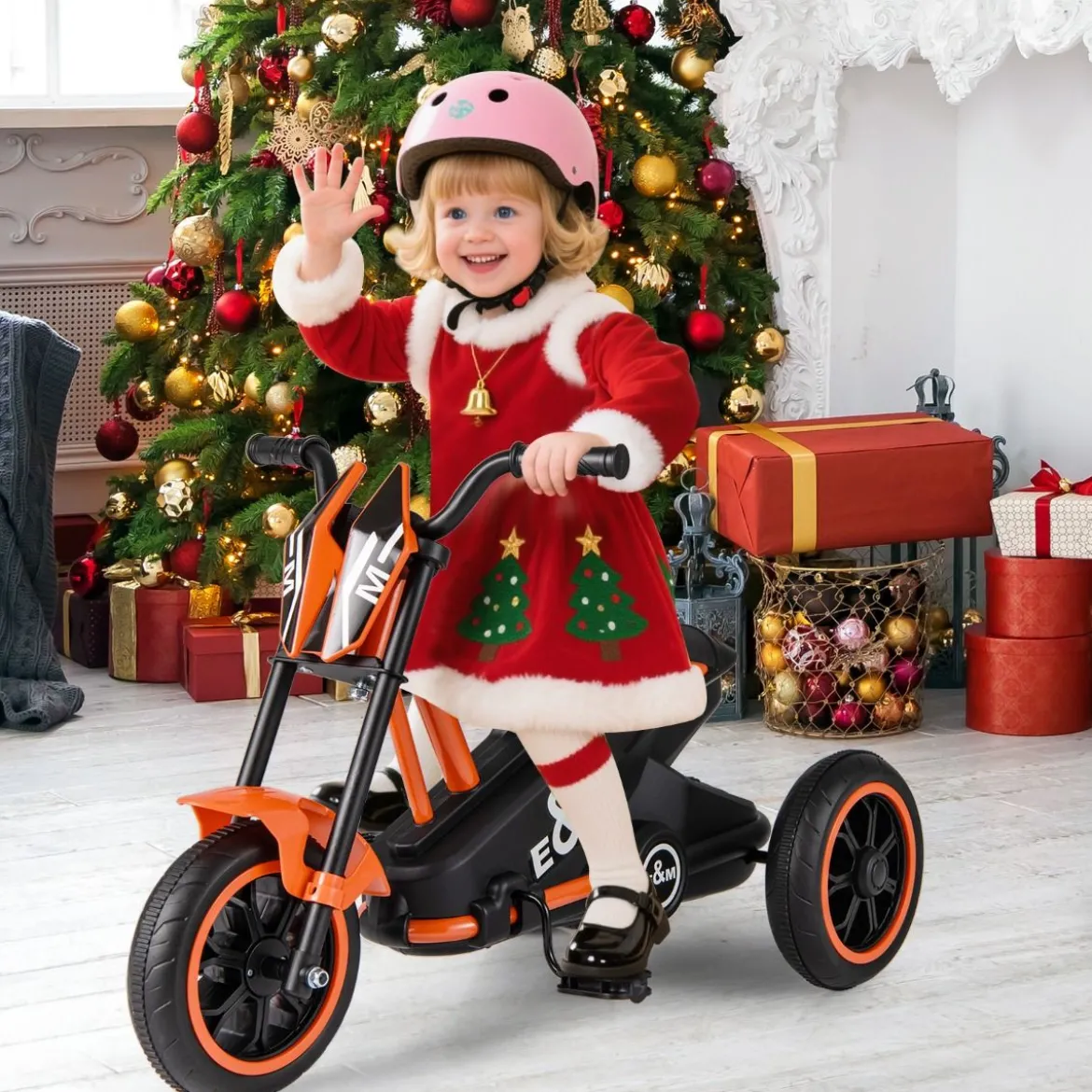 Kinder-Dreirad mit 3 Robusten Rädern & Fußpedalen Kinderfahrrad Kinderlaufrad Orange