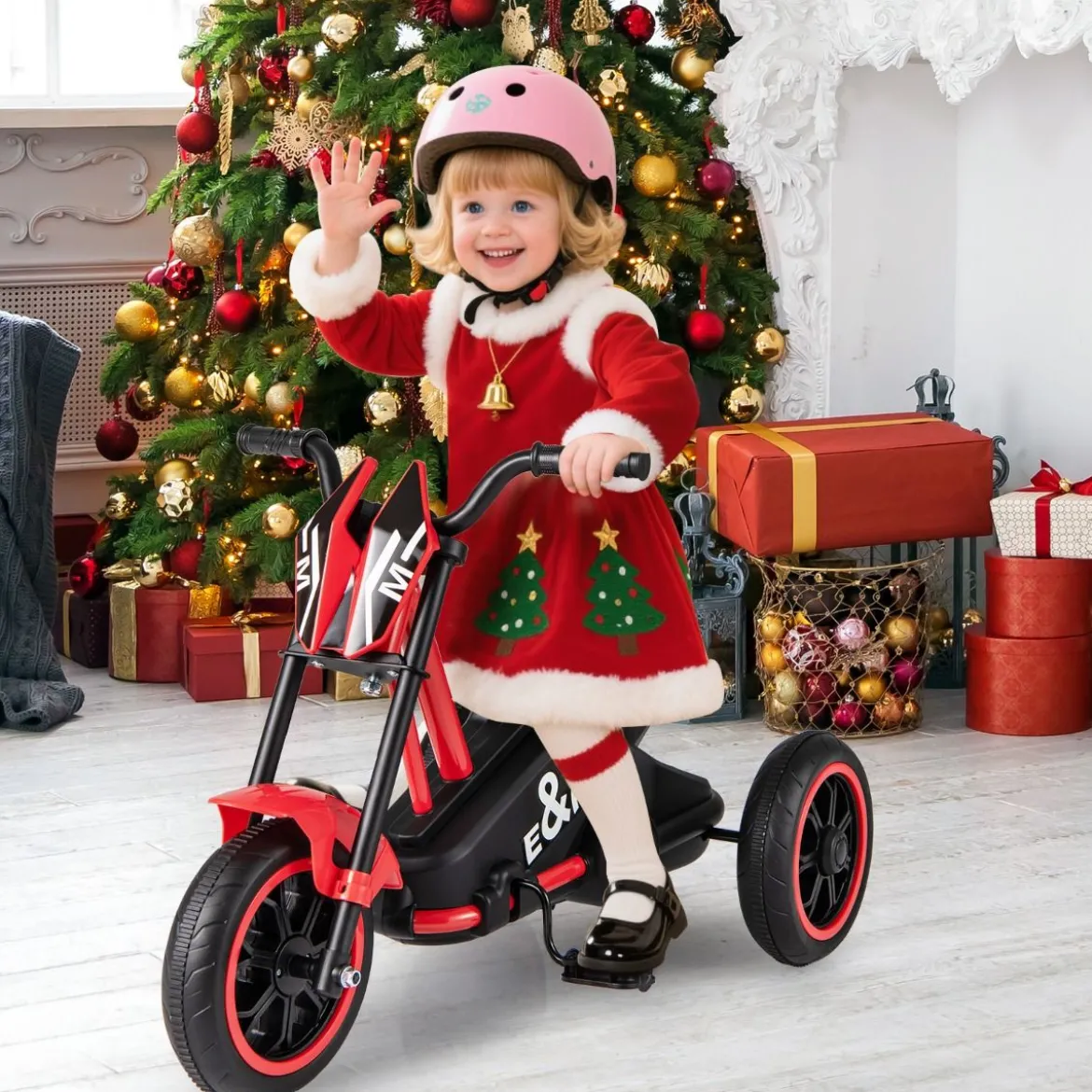 Kinder-Dreirad mit 3 Robusten Rädern & Fußpedalen Kinderfahrrad Kinderlaufrad Rot