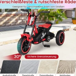 Kinder-Dreirad mit 3 Robusten Rädern & Fußpedalen Kinderfahrrad Kinderlaufrad Rot