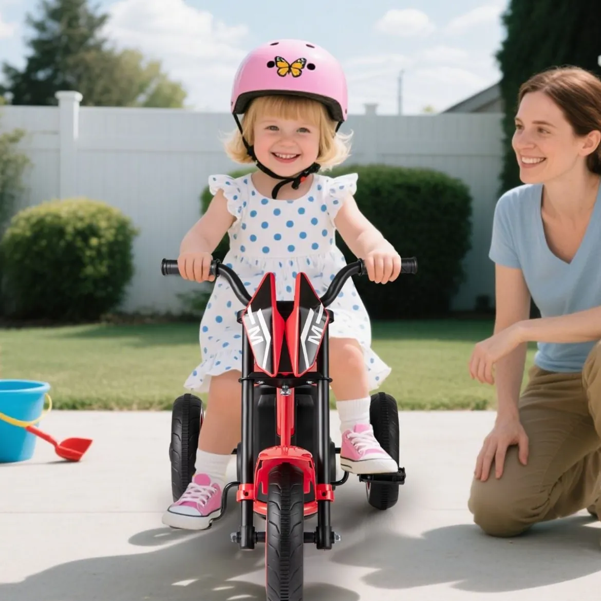 Kinder-Dreirad mit 3 Robusten Rädern & Fußpedalen Kinderfahrrad Kinderlaufrad Rot
