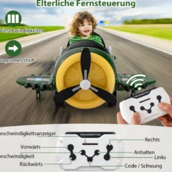 Kinder Elektroauto im Flugzeug-Look Elektroflugzeug Aufsitz mit Fernsteuerung 124 x 100 x 62 cm